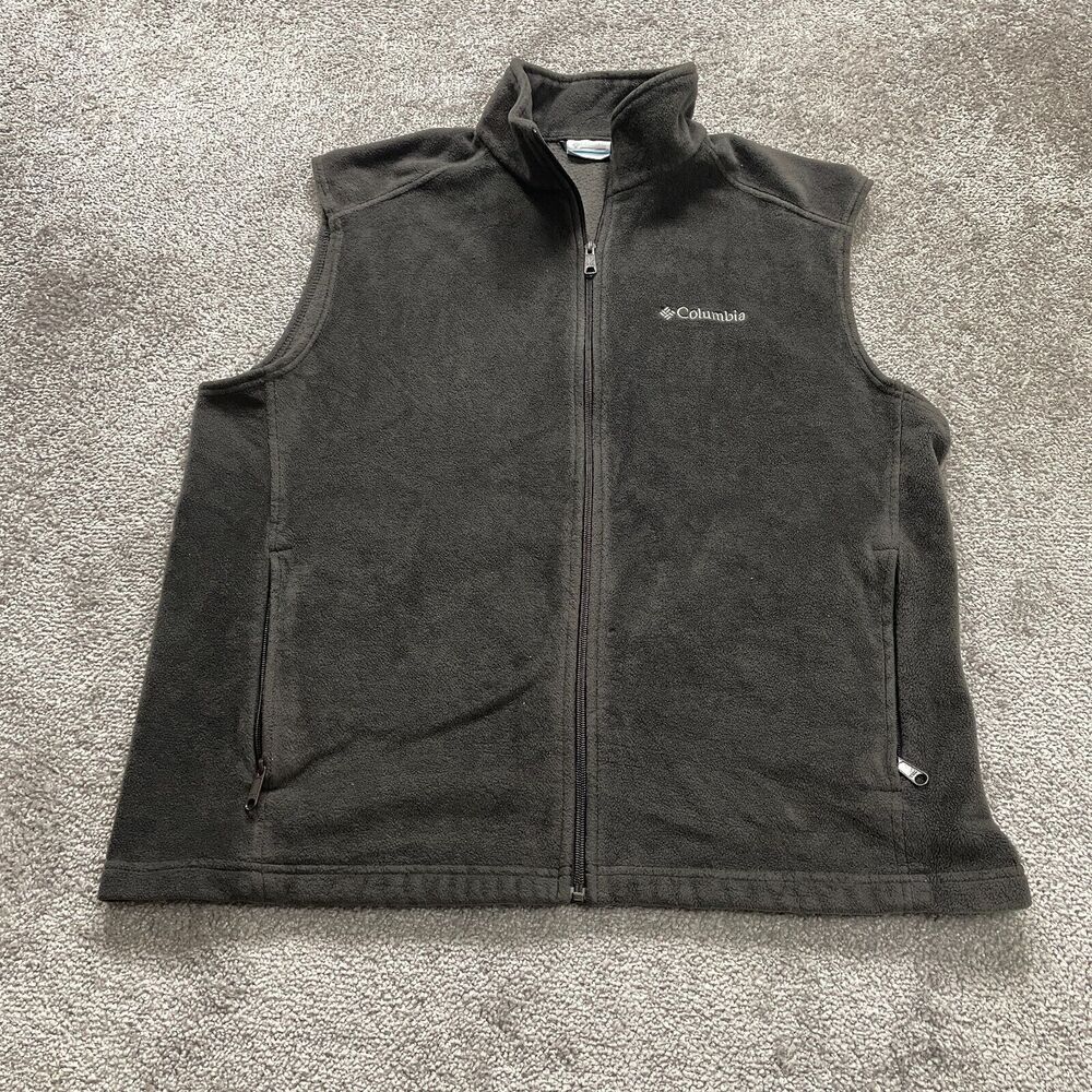 Columbia Steens Mountain Fleece Vest Mens XL Dark Gray Full Zip High Neck Hiking